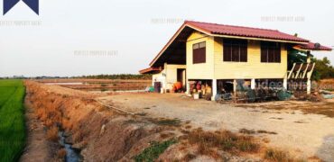 ที่ดินบ่อกุ้ง พร้อมบ้าน สองพี่น้อง-สุพรรณบุรี ติดถนนคอนกรีตและถนนลาดยาง ที่ตั้ง : ตำบลบ้านช้าง อำเภอสองพี่น้อง จังหวัดสุพรรณบุรี