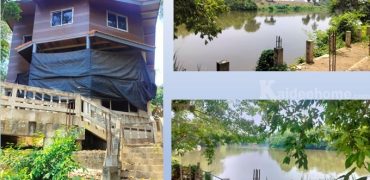 ให้เช่าที่ดินติดแม่น้ำพร้อมบ้าน 2 ชั้น 4 ไร่ ถ. ลิ้นช้าง – บ้านเก่า ต.วังเย็น กาญจนบุรี ด้านหน้าติดถนน เหมาะ ร้านอาหาร โฮมสเตย์