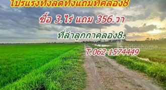 แหล่งชุมชน ใกล้ความเจริญ ทั้งถูก ทั้งลด ทั้งแถม โปรแรง ที่ดิน ลำลูกกา คลอง8. T.062-1574449