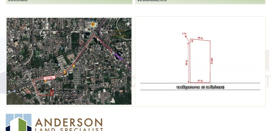 ขายบ้านพร้อมที่ดิน ซอยพิบูลย์สงคราม 22 หรือซอยวัดกำแพง เนื้อที่ 3-0-21ไร่ (1,221 ตารางวา)