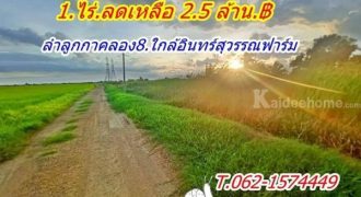 โปรมิถุนาลดราคา ให้สบายงบ ที่ดิน ลำลูกกา คลอง8 ราคาเบาๆ T.062-1574449