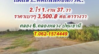 ที่ดินคลอง6 อ.คลองหลวง ปทุมธานี T.062-1574449 สดโฉนดพร้อมโอน