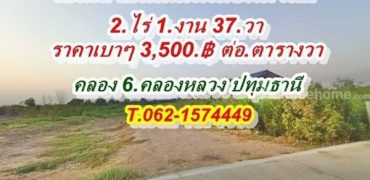 ที่ดินคลอง6 อ.คลองหลวง ปทุมธานี T.062-1574449 สดโฉนดพร้อมโอน