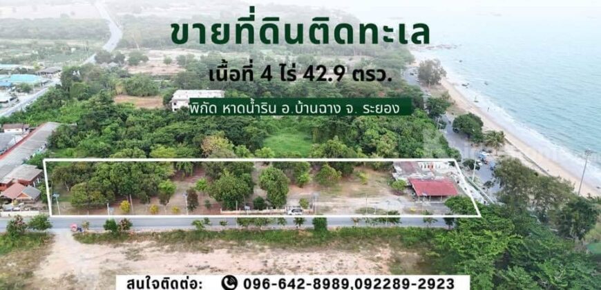 ขายที่ดินติดทะเล หาดน้ำริน บ้านฉาง ระยอง รวม 4-0-22.9 ตรว.