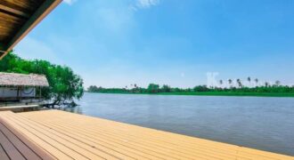 ขายที่ดินริมน้ำสามพราน ที่ดินพร้อมบ้านริมแม่น้ำท่าจีน สามพราน นครปฐม 277 ตร.ว บ้านใหม่พร้อมอยู่ หน้ากว้างติดแม่น้ำ 48 เมตร สวยมาก ติดถนนลาดยาง เดินทางสะดวกมาก ไม่ลึก ไม่เปลี่ยว 087-9074045