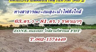 สดผ่อนได้ที่ดินแบ่งขายแปลงเล็กถมแล้วสุวินทวงศ์ 96 /2 T.062-1574449