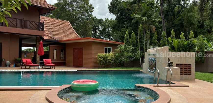 ขายบ้านเดี่ยวพัทยา บางละมุง ชลบุรี บ้านลานนาหลังใหญ่พร้อมสระว่าย ที่ดิน 303 ตร.ว 5 ห้องนอน บ้านสวยหรูพร้อมอยู่ในโครงการหมู่บ้านส่วนตัว Pattaya Detached house with Private swimming pool sale 087-9074045