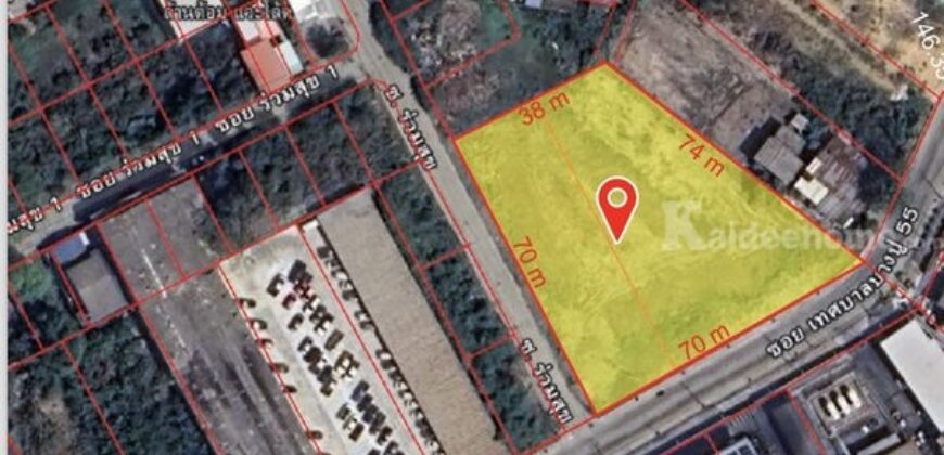 ขายที่ดินสวย อยู่บางปูสมุทรปราการ ติดถนนหัวมุมซอยบางปู 55 เนื้อที่รวม 2 ไร่ 1 งาน 17 ตารางวา