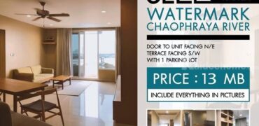 ขายพร้อมผู้เช่า คอนโด Watermark Chaophraya River 94 ตรม. ชั้น 12A ตึก B โทร. 0979.656.989 เจ้าของขายเอง pet-friendly เลี้ยงน้องหมาน้องแมวขนาดเล็กได้