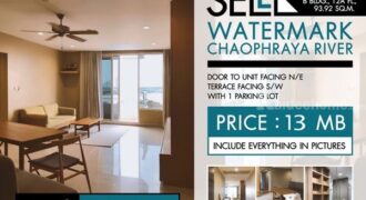 ขายพร้อมผู้เช่า คอนโด watermark เจ้าพระยาริเวอร์ วิวแม่น้ำเจ้าพระยา 94 ตรม. ชั้น 12A ตึก B โทร. 0979.656.989 เจ้าของขายเอง