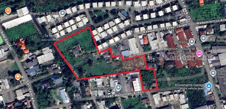 ขายที่ดินผืนใหญ่ 8 ไร่ ใกล้เลียบทางด่วนเอกมัย-รามอินทรา โยธินพัฒนา 3 (ประดิษมนูธรรม) นวมินทร์ 111