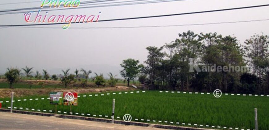 ที่ดิน 400 ตรว. อยู่ ติด ถนนใหญ่ หมู่ที่ 6 ต.เวียง อ.พร้าว จ.เชียงใหม่ ขนาดที่ดิน กว้าง 56 ม ยาว 30 ม