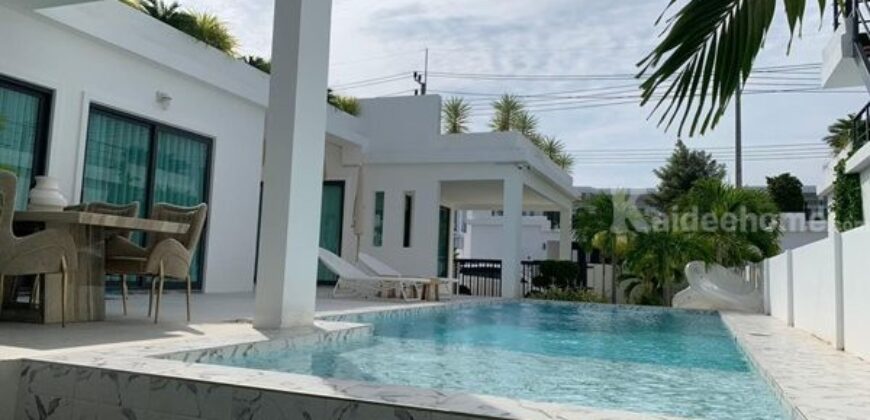 ขายพูลวิลล่าหัวหิน The Modern Pool Villa Huahin 2 ชั้น ตกแต่งอย่างดี พื้นที่ 80.8 ตรว. เฟอร์นิเจอร์อย่างดีครบ Tel. 063-289-7879