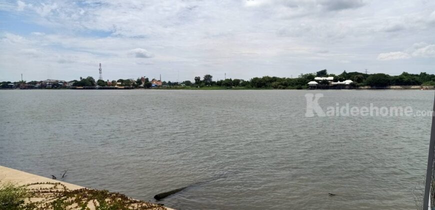 ขายที่ริมน้ำเจ้าพระยา สามโคก ปทุมธานี 359ตร.ว ใกล้ธรรมศาสตร์รังสิต สร้างเขื่อนแล้ว ถมแล้ว ติดถนนคอนกรีต เดินทางสะดวก เหมาะสร้างบ้านพักตากอากาศ ใกล้เส้นปทุม-บางปะหัน(347)4.8กม.087-907-4045