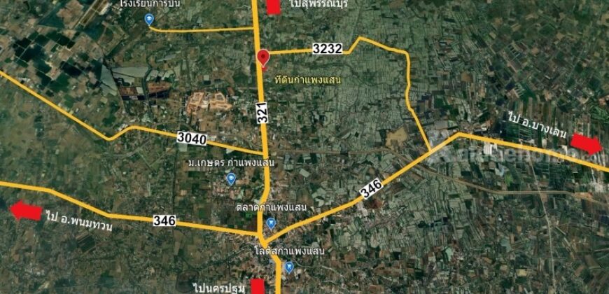 💥ขายที่ดินติดถนนมาลัยแมน 16 ไร่ 3 งาน 80 ตรว. หน้ากว้าง 110 ม. ต.สระสี่มุม อ.กำแพงแสน 💥