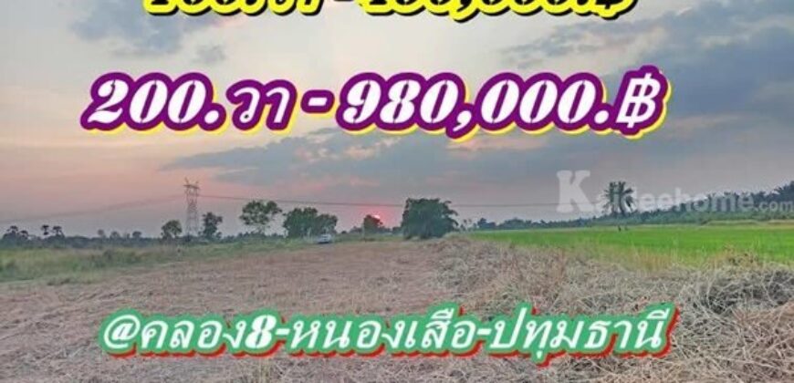 ที่ดินถมแล้ว-สดหรือแบ่งจ่ายได้1.ปีที่คลอง8.หนองเสือ-T.062-1574449