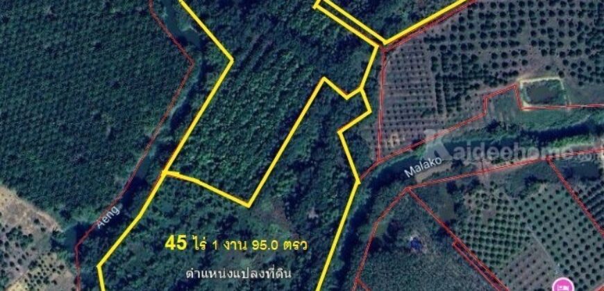 ขายที่ดินแปลงใหญ่ ที่ตั้ง ต.บ่อพลอย อ.บ่อไร่ จ.ตราด ขนาด 103 ไร่ 3 งาน 80 ตารางวา