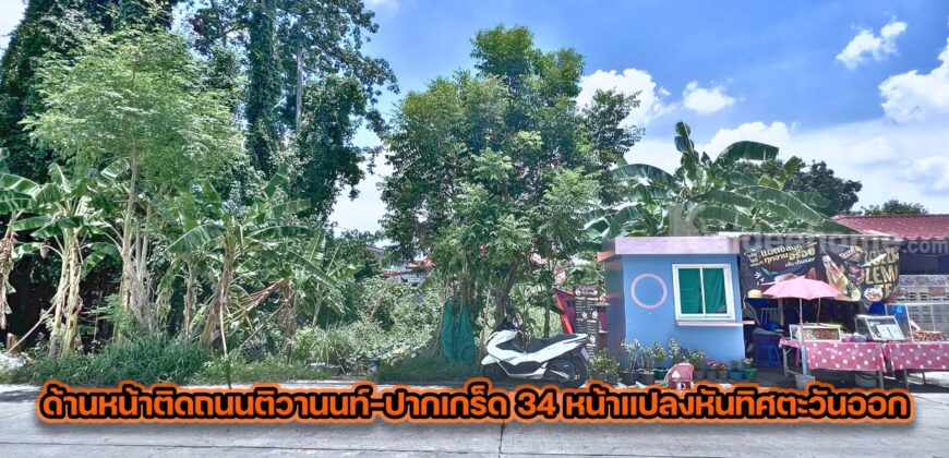 ขายถูกที่ดินนนทบุรี ติวานนท์-ปากเกร็ด 34 ติดถนน ซอยงบประมาณ ใกล้ Villette Lite ติวานนท์-แจ้งวัฒนะ