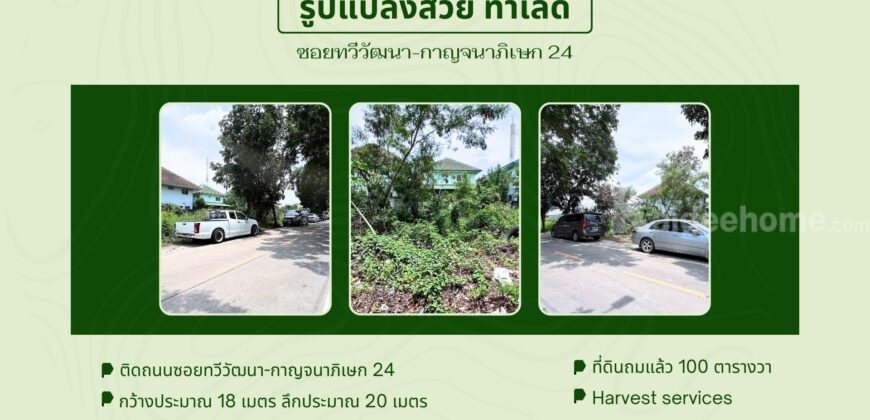 ขายถูกที่ดิน 100 ตารางวา ตลิ่งชัน ทวีวัฒนา กาญจนาภิเษก 24 (ซอยรินสวัสดิ์)