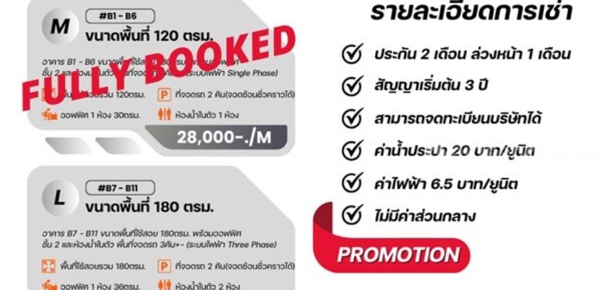 ให้เช่าโกดัง+ออฟฟิศ นวลจันทร์ 56 พื้นที่ 180 ตร.ม. ว่าง 3 ยูนิตสุดท้าย โทร 083-666-2525