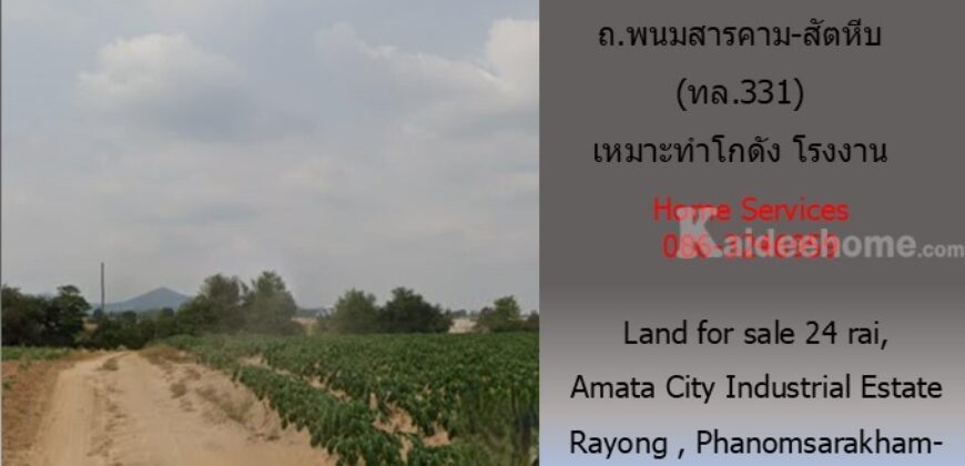 ขายที่ดิน นิคมอุตสาหกรรมอมตะ ระยอง 24 ไร่ 82 วา ถ.พนมสารคาม-สัตหีบ (ทล.331) เหมาะทำโกดัง โรงงาน