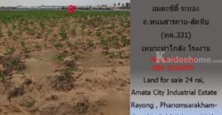 ขายที่ดิน นิคมอุตสาหกรรมอมตะ ระยอง 24 ไร่ 82 วา ถ.พนมสารคาม-สัตหีบ (ทล.331) เหมาะทำโกดัง โรงงาน
