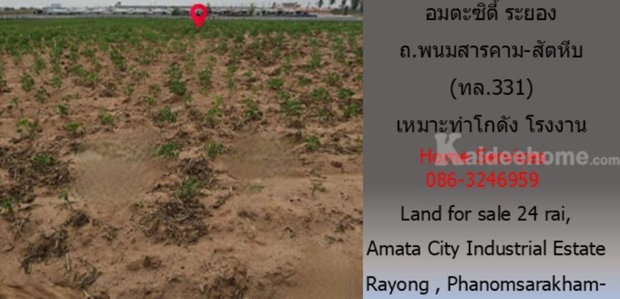 ขายที่ดิน นิคมอุตสาหกรรมอมตะ ระยอง 24 ไร่ 82 วา ถ.พนมสารคาม-สัตหีบ (ทล.331) เหมาะทำโกดัง โรงงาน