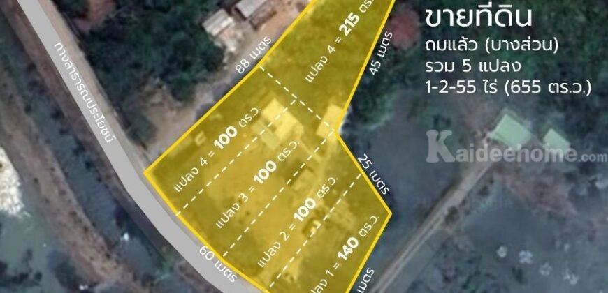 ที่ดินถมแล้ว 1-2-55 ไร่ (655 ตร.ว.) แบ่งขายเริ่มต้น 100 ตร.ว. ซอยรุ่งทรัพย์ (วัดบัวแก้ววนาราม) บ้านปทุม สามโคก ปทุมธานี