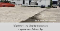 ให้เช่าโกดัง/โรงงาน มีอ๊อฟฟิซ บ้านพักคนงาน ถ.นฐ.4014 อ.นครชัยศรี นครปฐม,300-2500 ตรม.แบ่งเช่า พร้อมใบรง.4 ไฟฟ้า 3 เฟส จากมหิดล ศาลายา 18 กม. ใกล้วัดป่าศรีถาวร,วัดนาราภิรมย์