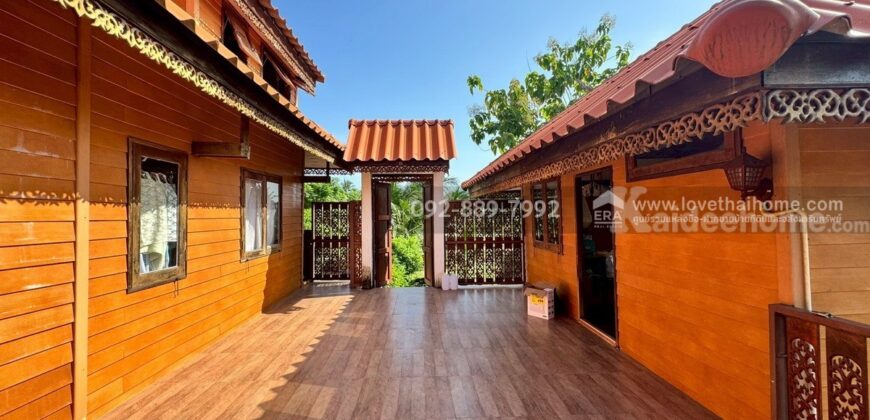 ขายที่ดินพร้อมบ้านทรงไทย ถนนบ้านแพ้ว สมุทรสาคร พื้นที่ 360.6 ตรว. ใกล้บิ๊กซ้ง บ้านแพ้ว