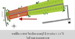 ขายที่ดิน ถ.5010 ไทรน้อย นนทบุรี มี 25 แปลง 1- 2.5 ไร่ เหมาะทำ โรงงาน โกดัง ศูนย์กระจายสินค้า ที่พัก ใกล้ อบต.หนองเพรางาย