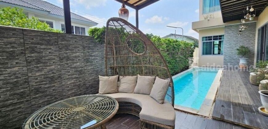 รหัสC7044 ให้เช่า ขายบ้านเดี่ยวมีสระว่ายน้ำส่วนตัว ตกแต่งสวยพร้อมอยู่ ย่านราชพฤกษ์ ใกล้เซ็นทรัลเวสวิลล์ บางกรวย นนทบุรี