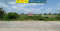 ขายถูก ที่ดินเปล่าซอยคลองสี่ตะวันตก33 คลองสี่ คลองหลวง ปทุมธานี เป็นที่ดินจัดสรร แปลงสวย พื้นที่ 90 ตรว. ใกล้วัดมงคลพุการาม ขายเพียงแค่ 650,000 บาทเท่านั้น