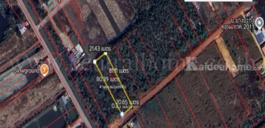 ที่ดินเปล่า 4 ไร่ แบ่งขายได้แปลงละ 1 ไร่ บางปะกง – ฉะเชิงเทรา ราคาถูก