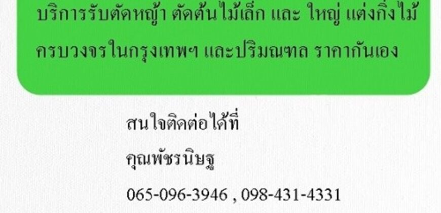 บริการรับตัดหญ้า ตัดต้นไม้เล็ก และ ใหญ่ แต่งกิ่งไม้ ครบวงจรในกรุงเทพฯ และปริมณฑล ราคากันเอง
