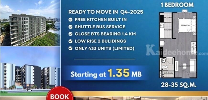 Your Affordable Urban Escape Awaits, Reach Sukhumvit 107 – just 1.4 km from BTS Bearing