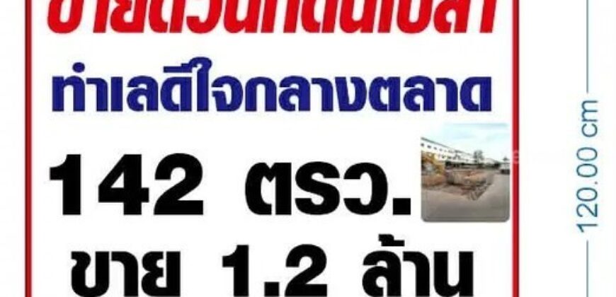 ขายด่วน ที่ดินเปล่า 142 ตร.ว ทำเลดี ใจกลางตลาดบางปะหัน ราคาพิเศษเพียง 1.2 ล้านบาท