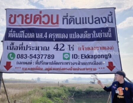 ด่วน ขายที่ดินแม่สอด-ห้วยกระโหลก 42 ไร่ ที่ดินมีโฉนด นส.4 ครุฑแดงแปลงเดียวในย่านนี้ โทร 0835437789