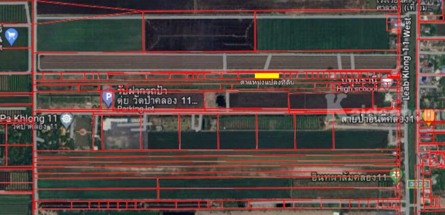 🚩ขายที่ดิน 1 ไร่ ซอยร่มเย็น ใกล้วัดป่าคลอง 11 หนองเสือ ปทุมธานี