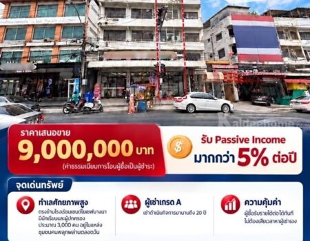 ขายด่วน! อาคารพาณิชย์ 3.5 ชั้น พร้อมผู้เช่า ทำเลทองแบริ่ง ตรงข้ามโรงเรียน โทร 092-8309541
